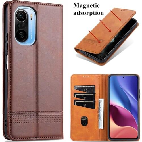 Deluxe magnetic adsorption leather case for Xiaomi POCO F3 flip cover protective case capa fundas