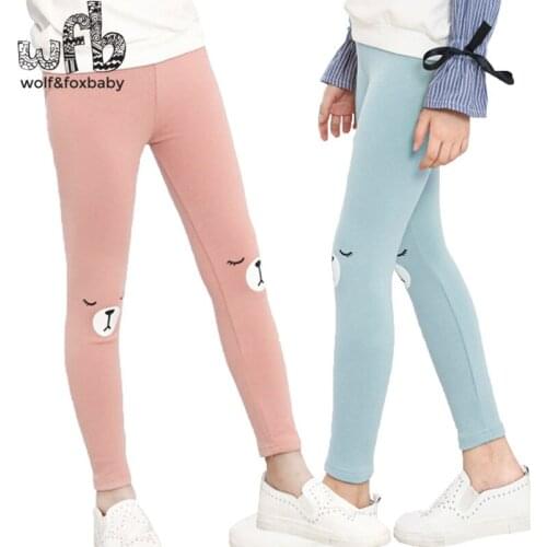 Retail 3-10 years childrens cute bear girl leggings high quality cotton girl pants spring fall autumn