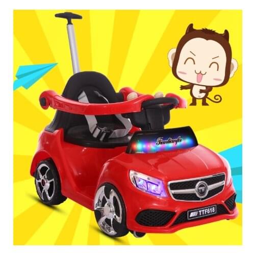 With Fence Multifunctional Remote Rechargable Ride On Children Electric Car Putter Combo Toy With Push Hander