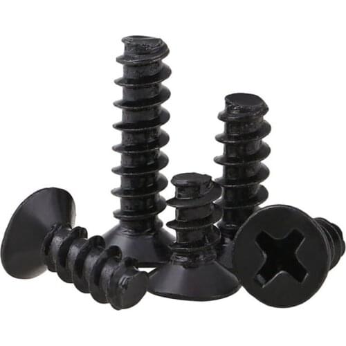 Phillips Countersunk Flat Tail Self Tapping Screws Cross Flat Head Tapping Flat End Small Bolts Black Nickel Plated