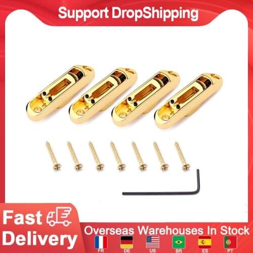 4 Pcs Heavy Duty Single String Bass Bridge Guitar Parts Replacements (Golden)