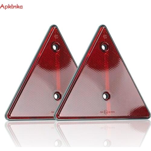 Apktnka 2X Triangle Reflector Red Reflective Triangular Safety Warning Reflectors For Trailer RV Camper Caravan Truck Tractor