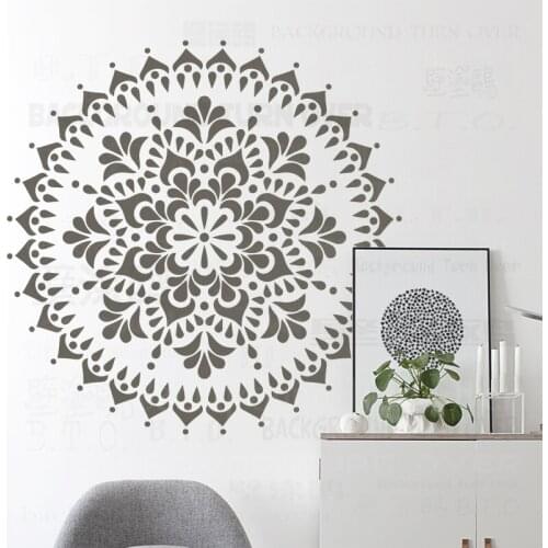 90cm - 130cm Stencil For Walls Large Furniture Template Mandala Tile Templates Painting Mandala Indian Arabic Ethnic Round S051