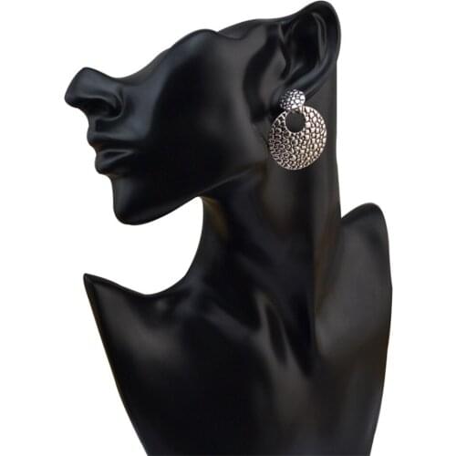 Turkish Ethnic Retro Antique Golden color Metal Round Circle Stud Earrings For Women Lady Gifts Gypsy Ears Jewelry