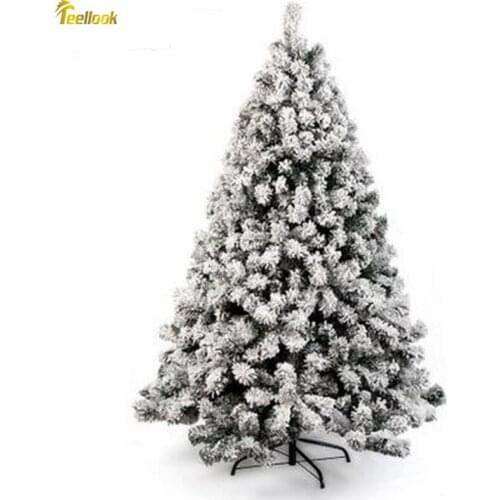 Teellook 1.5M / 150CM sticky white snow flocking Christmas tree hanging sticky ornament holy motel shopping mall home decoration