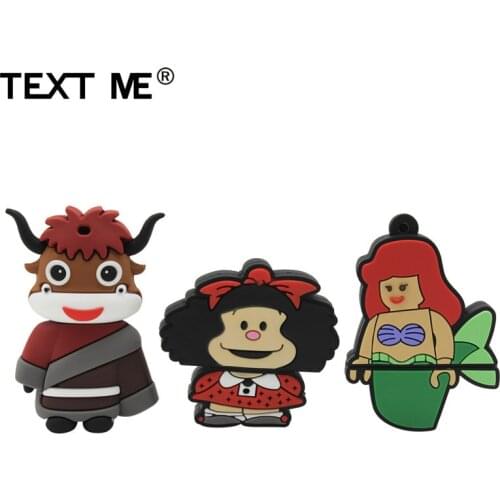TEXT ME Cartoon Small 64GB cute Cattle Mermaid little personality USB Flash Drive 4GB 8GB 16GB 32GB Pendrive USB 2.0 Usb stick