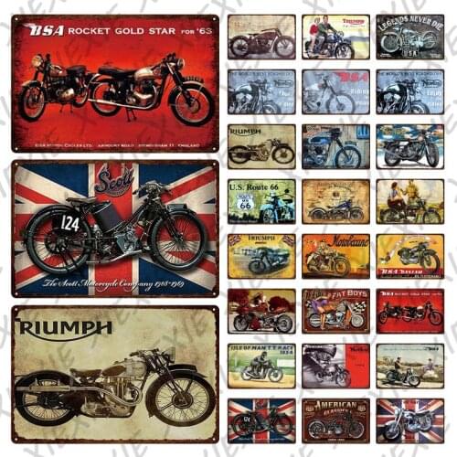 Vintage Metal Plates Motorcycle Stickers Tin Plaque Tin Signs for House Bedroom Retro Nostalgia Garage Decor Wall Art