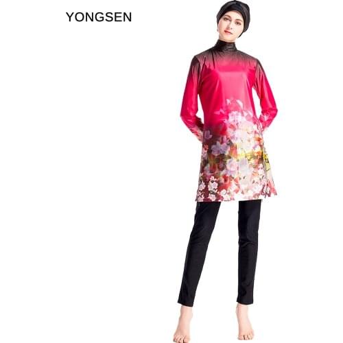 YONGSEN Muslim Women Swimsuit Set Ladies Muslim Swimwear Modest Muslimah Arab Islam Beach Wear Islamic Hijab Burkinis