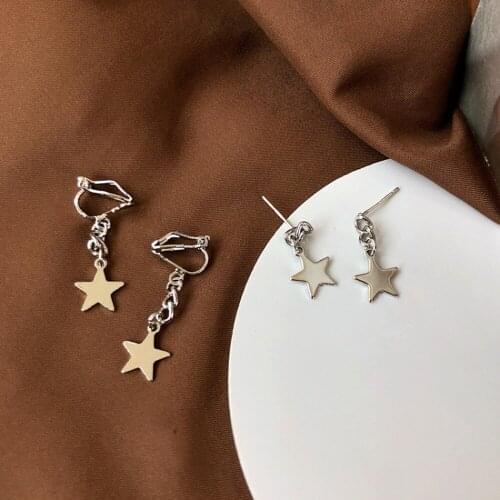 South Korea Sell Like Hot Cakes Contracted Earrings Personality Trendy Hiphop/Rock Earrings Fashion Small Stars Ear Clip