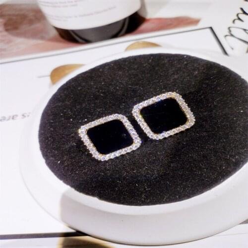 Luxury Bling Iced Paved AAA Zircon Geometric Square Stud Earrings for Women Girl Party Wedding Fashion Jewelry