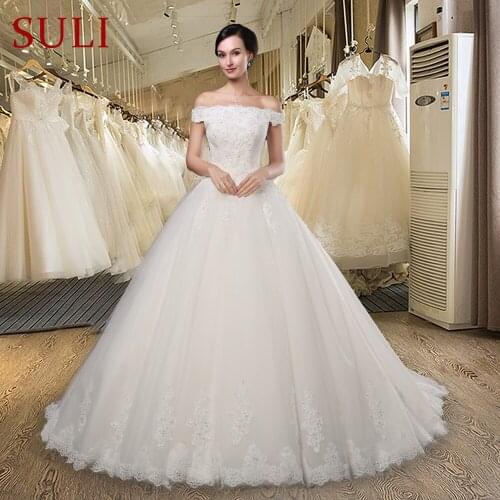 Z-007 Beading Crystal Boat Neck Lace up Wedding Dress Lace
