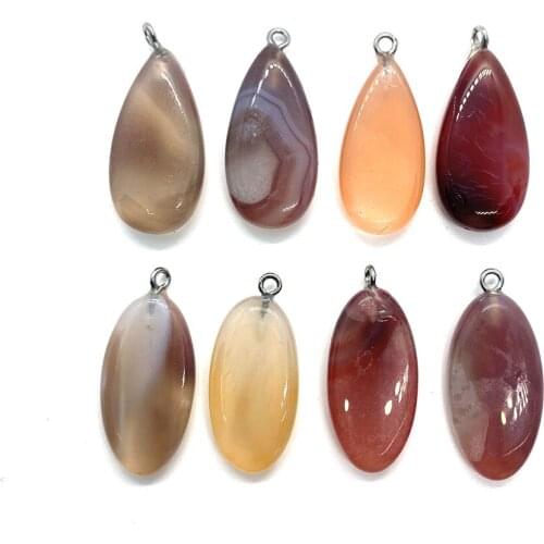 1pcs Natural Stone Pendant Drop-shaped Egg-shaped Agate Pendant Spot WholesaleDIY Handmade Necklace Earrings Jewelry Accessories
