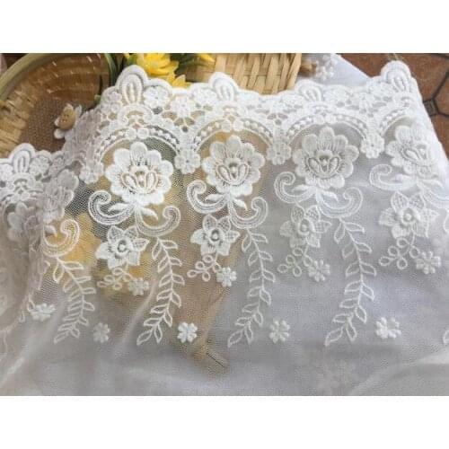 1 Yard 28cm Width Cotton Lace Fabrics White Mesh Embroidery Tull Laces Fabrics Wedding Accessories Doll Lace Sofa Trim