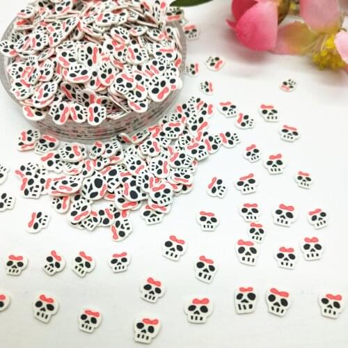 20g/lot 5mm Skull Polymer Clay Slices for DIY Crafts Plastic Klei Mud Particles Clays Skeleton Head Halloween Decoration