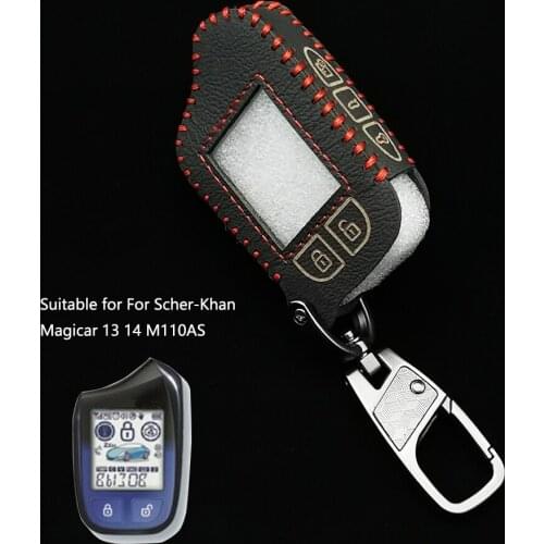 2020 Hot Sale Leather Car Key Case For Scher-Khan Magicar 13 14 M110AS Two Way Car Alarm Remote Cover LCD Transmitter Protector