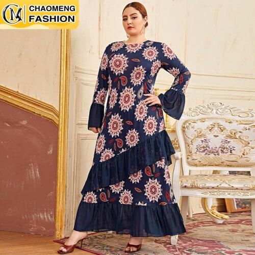 2021 New Fashion Print Design Women Clothes Plus Size High Quality Womens Casual Dress Femme Robe Clothing Elegant Vestidos
