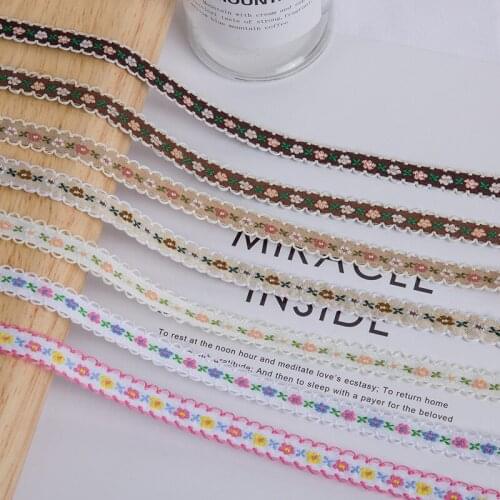 22 yard Garment Trim Fabric Flower Embroidered DIY Crafts Sewing Lace Trim Ribbons Mini Bow Handmade Lace Accessories