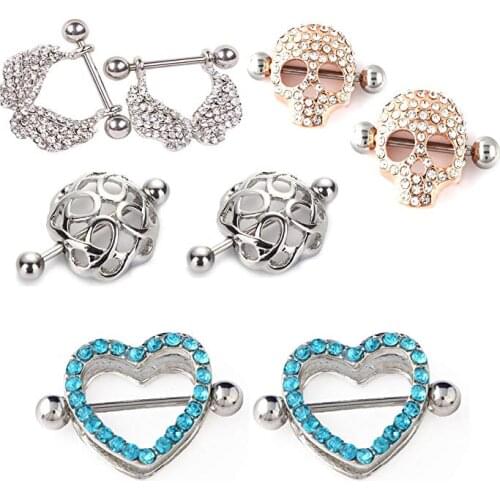 4 Pairs/8pcs Nipple Rings Shields Heart Shape Nickel Body Piercing Jewelry 14G