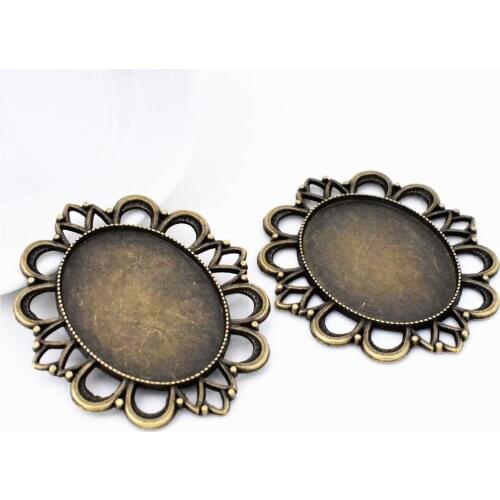 4pcs 30x40mm Inner Size Antique Bronze Plated Simple Style Cabochon Base Cameo Setting Charms Pendant-A1-34