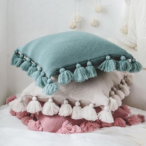 45*45cm High Quality Home Soft Knitted Hoop Pillowcase Lantern Ball Home House Bed Supplies Wholesale 2018