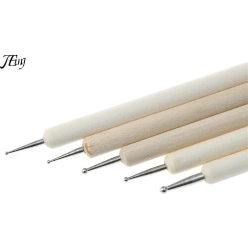 5pcs/lot 13Cm Wood And Stainless Steel Ball Stylus Polymer Clay Pottery Ceramics Sculpting Modeling Handmade Tools Set