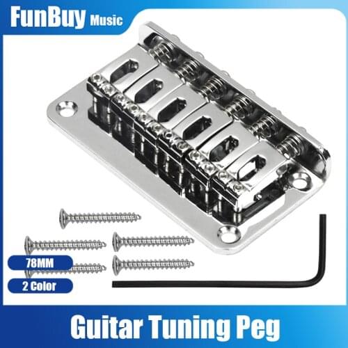 78mm Electric Guitar Bridge 6 Saddle Hardtail Bridge Top Load for ST/SQ/FD Electric Guitar Replacement Black Chrome
