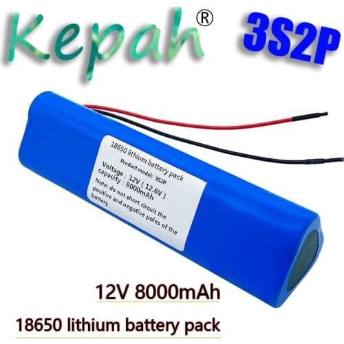 12V Battery 8000mAh 3S2P 12.6V/11.1V KLUOSI 18650 Lithium-ion Battery Pack with 5A BMS for Backup Power Ups CCTV Camerar