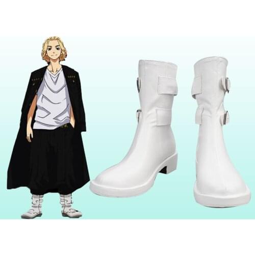 Anime Tokyo Revengers Swastika Sano Manjiro Cosplay Shoes Boots Unisex White Trend Halloween Light Gold wigs Carnival Gift suits