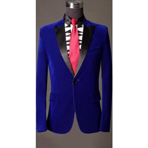 Velvet Groomsmen Peak/Shawl Black Lapel Groom Tuxedos Royal Blue Men Suits Wedding Best Man (Jacket+Pants+Tie+Hankerchief) B854
