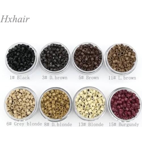Freeshipping - 50000pcs 4.5mm Micro Aluminium Rings With Screw / Links Beads / Black D-Brown Brown L-Brown D-Blond Blond Auburn