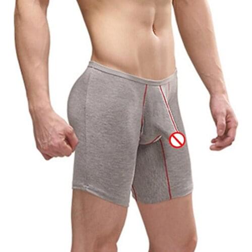 Mens Long Boxers Shorts Man Sexy Elephant Nose Bulge Pouch Boxers Underwear Comfortable Long legs Boxershorts solid Underpants