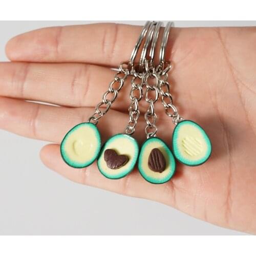 LeeSell Simulation Creative Fruit Avocado Heart-Shaped Keychain Backpack Key Chain Pendant Fashion Jewelry Key Ring Friend Gift