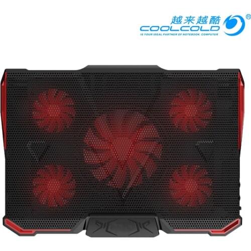 COOLCOLD 5 FAN 2 USB Laptop Cooling Pad Adjustable Notebook Cooler +Holder for 12-17' Laptop usb fan