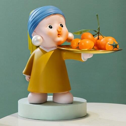 Home Room Decor,Sweet Girl Sculpture,Statue Ornaments,Figurines Miniature,Dinner Table Decoration,Candy Tray,Fruit Dish,Storage