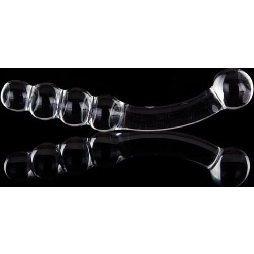 Double Crystal Purple Pyrex Glass Dildo Artificial Penis Granule Spiral G Spot Simulator Adult Sex Toys for Woman Masturbator