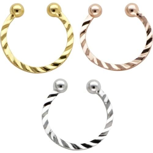 JHJT 1/3PCS 20G Non Piercing Twist Fashion Horseshoe Fake Nose Ring C Clip BCR Septum Lip Piercing Falso Nose Rings Hoop