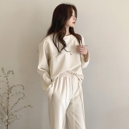 2 Piece Sets Womens Outfits Spring Blouse Women Shirt Long Sleeve High Waist Pants Wide Leg Womens Trousers Two Piece Set Office