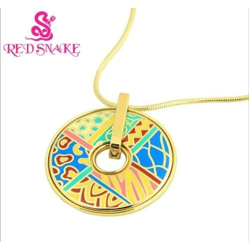 RED SNAKE Fashion 2016 Newest Style Rose Gold-color Circular Design Various Texture Patterns Enamel Pendant Necklace