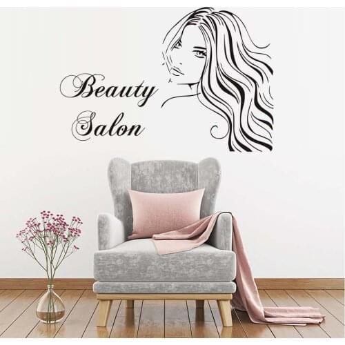 Beauty Salon Decor Beautiful Girl Vinyl Wall Sticker Make Up Studio Wall Art Decals Removable Salon Window Vinyl Sticker AZ045