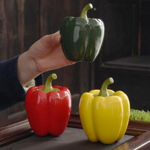 Creative Decoration Tea Caddy Sealed Storage Tea Leaves Jar Red Yellow Green Pepper Vegetable Ceramic Crafts Teaware Tea House