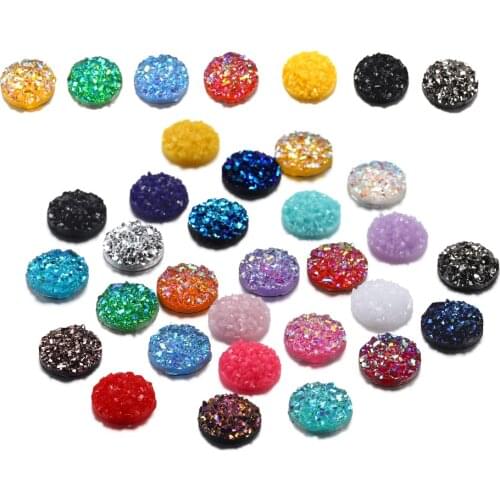 30Pcs/Lot 10mm Round Resin Cabochon Mixed Color Convex Flat Back Shape Cabochons DIY For Jewelry Making Finding Supplies Pendant