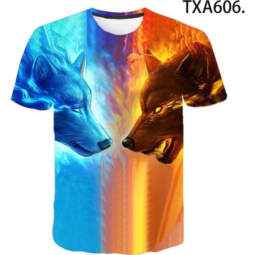 Summer T shirt Men Women Children Streetwear Short Sleeve Tee Cool Animal Casual Dazzling Wolf 3D Print T-shirt Boy Girl Tops