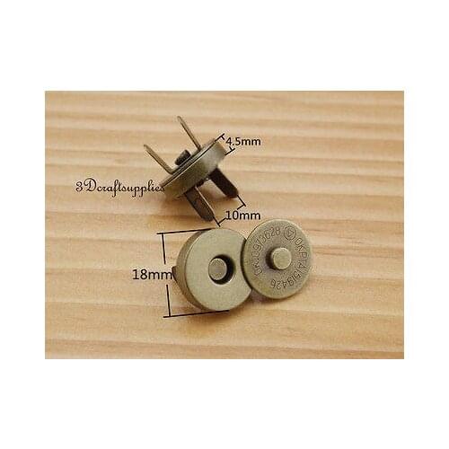 Magnetic Snaps bag button purse Magnetic Snaps button 20 pcs 18 mm anti brass F7