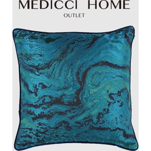 Medicci Home Marble Texture Turquoise Cushion Cover Modern Living Room Sofa Decorative Pillow Cases Luxury Abstract Fluid Art