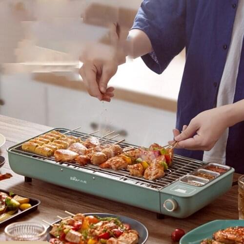 Multifunctional Electric Griddle Smokeless BBQ Grill Durable Baking Pan Skewers Household Machine Barbecue 2000W