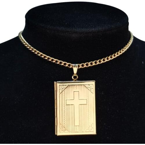 Fashion Photo Frame Memory Locket Pendant Gold Color Romantic 35+5cm Cross Choker Necklace Women Jewelry Dropshipping
