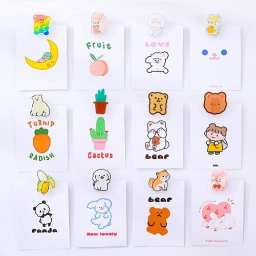 Cartoon Pattern Acrylic Small Clip Book Fixed Clip Photo Wall Clip Photo Clip Message Note Clip Business Card Holder