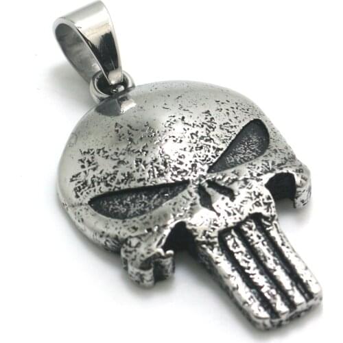 Mens Boys 316L Stainless Steel Punk Gothic The Punisher Vintage Style Newest Pendant