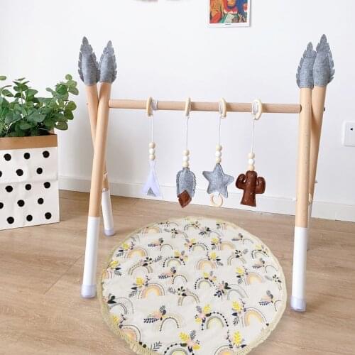 Soft Baby Play Mat Crawling Carpet Rainbow Pattern Tassel Round Game Pad Playmat Kids Room Floor Rug Development Game Carpet