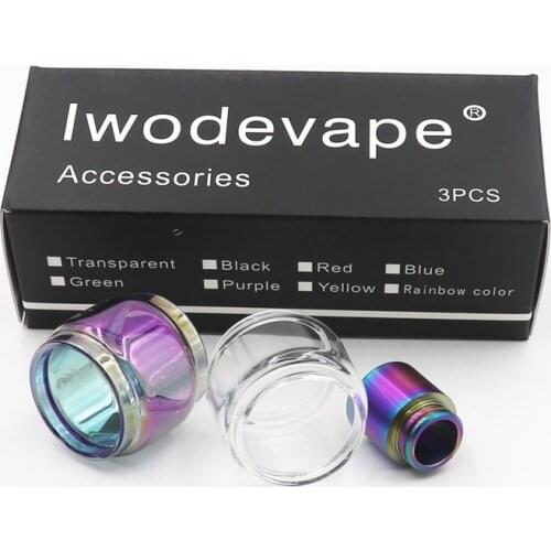 Iwodevape 3pcs per set Extended Replacement Bulb Glass+Rainbow Glass + Rainbow Test Tip For tfv12 prince 8ml